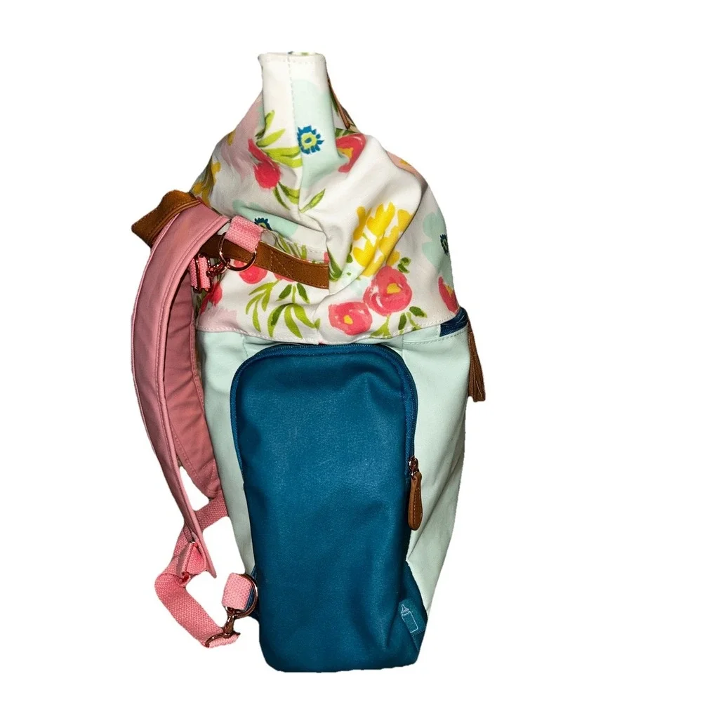 Cloud Island Fold Over Convertible Backpack Diaper Bag Floral Print